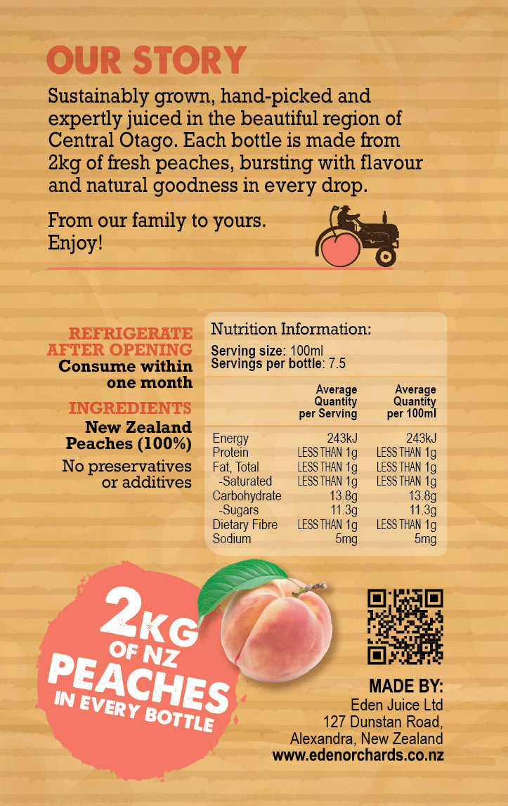 Pure Peach Juice  - 6 x 750ml