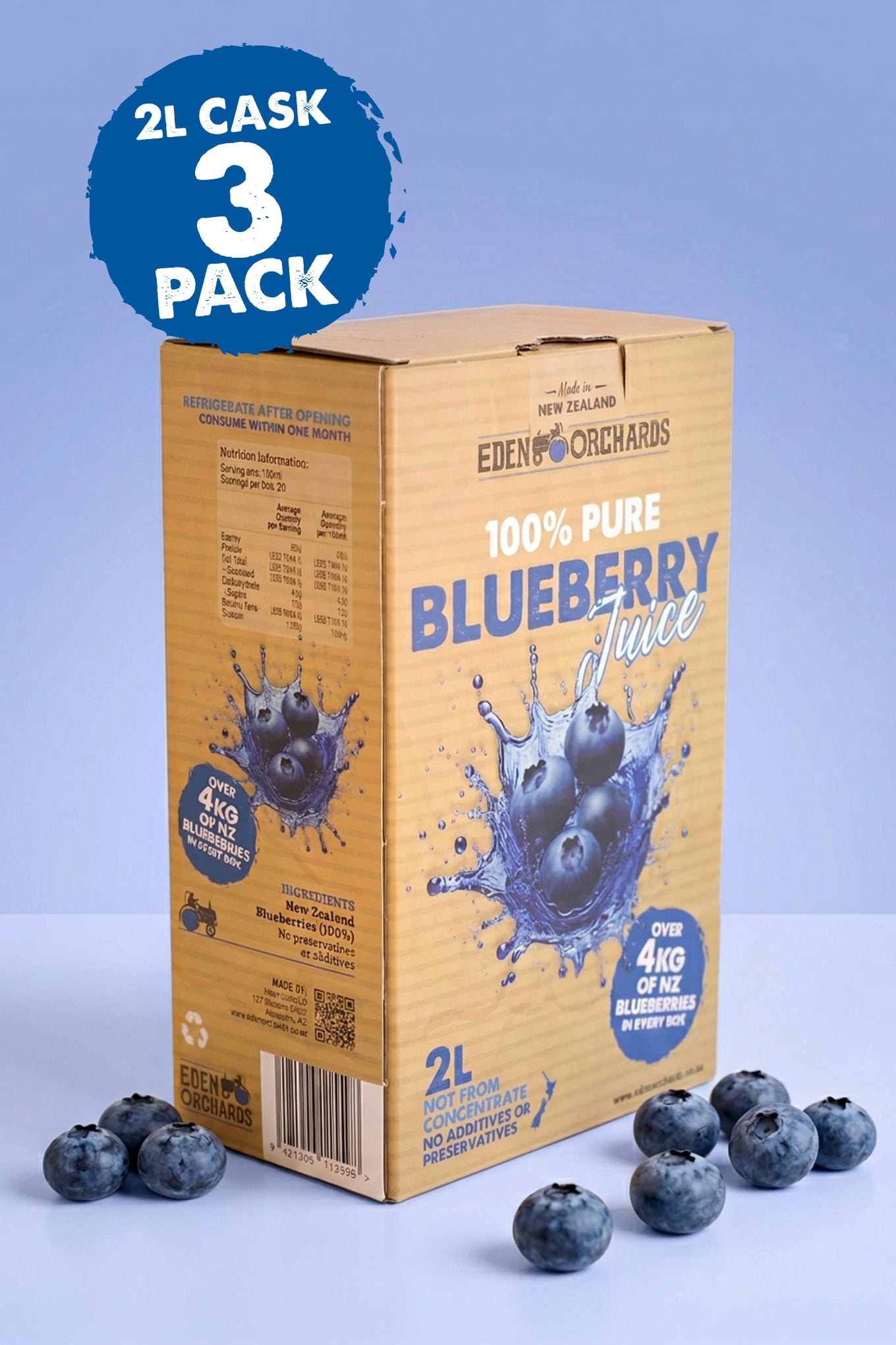 Pure Blueberry Juice - 3 x 2L