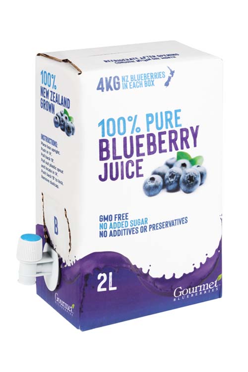 A Box of Gourmet Blueberries Pure Blueberry Juice - 2L each